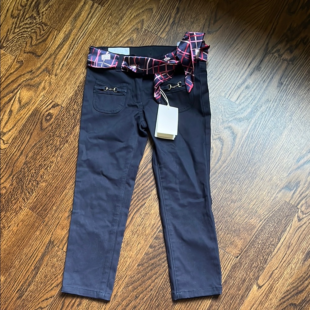 Gucci Navy Pants With Silk Belt